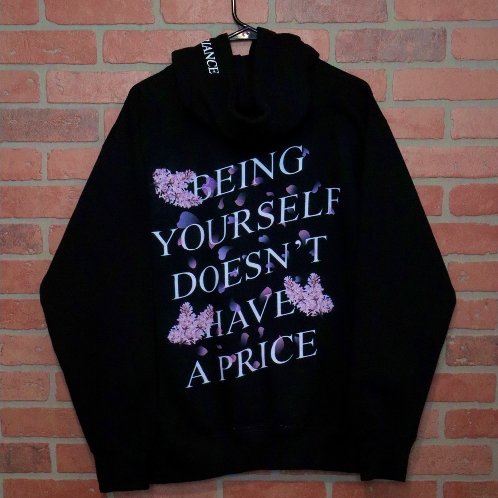 New Black Hoodie | Lilac Petals - Picture 3 of 3